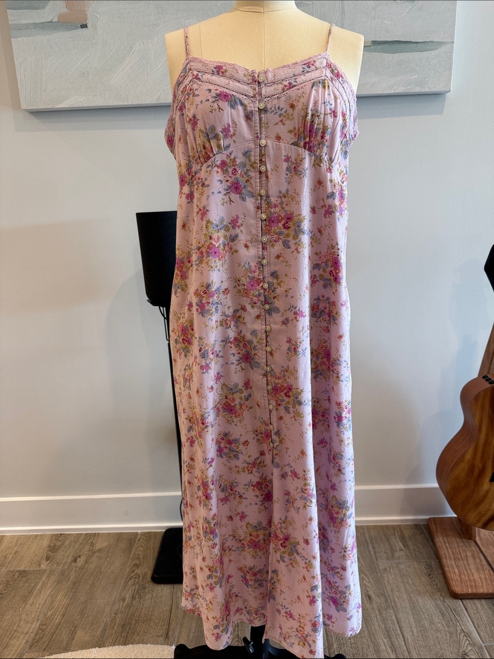 Lucky Brand Lavender Floral Button-Front Slip Dress- never worn size Large